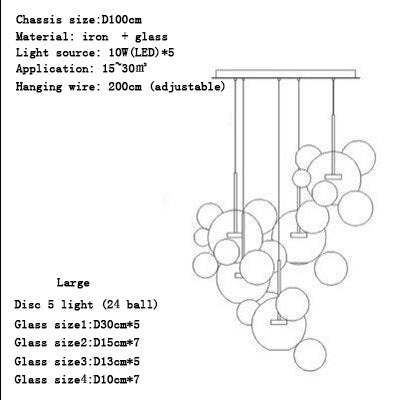 Modern minimalist clothing store bar counter ball glass chandelier restaurant staircase light creative personality spherical bub