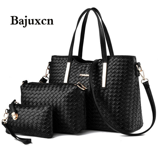 Fashion 3 Sets Women Handbags 2020 High Quality Patent Leather Women Luxury Brands Tote+Ladies Shoulder Messenger Bag+Clutch