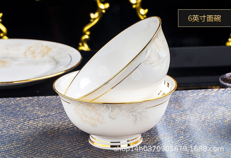 Dinning Table Plate Sets Food Ceramic Luxury Salad Porcelain Plates Dinner Sets Serving Aparelho De Jantar Dinnerware