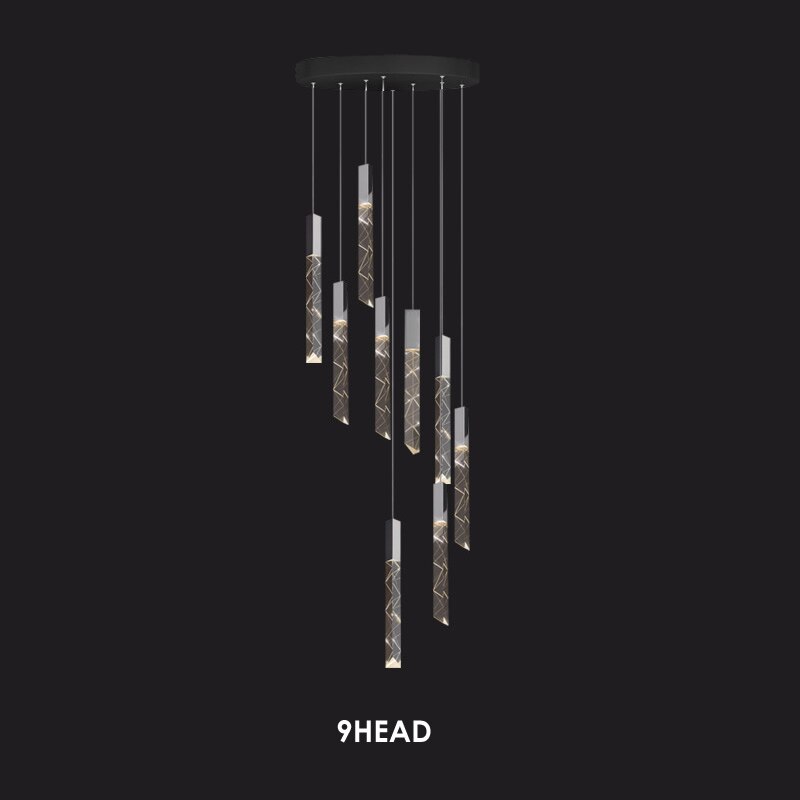 Modern Loft LED Chandelier K9 Crystal Chrome Duplex Stair Chandelier Living Room Hotel Ceiling Hanging Light Luxury Pendant Lamp