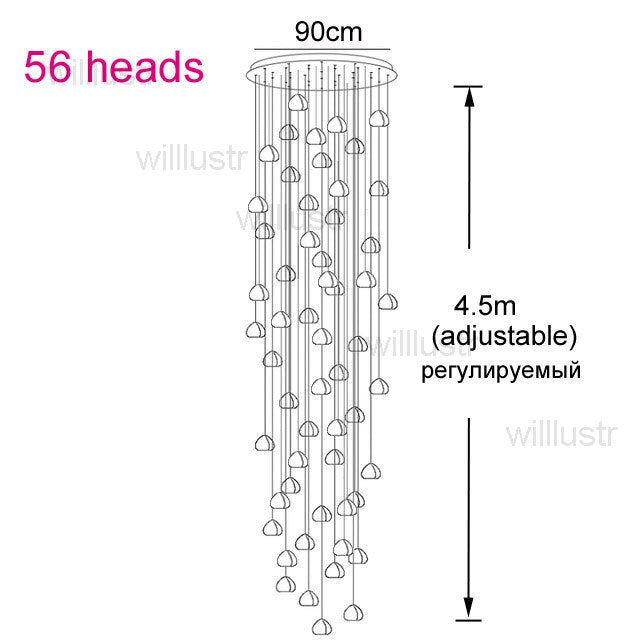 Luxury K9 Crystal Chandelier LED Pear Pendant Lamp Meteor Light Mall Villa Hotel Restaurant Staircase Lounge Modern Hang Lights