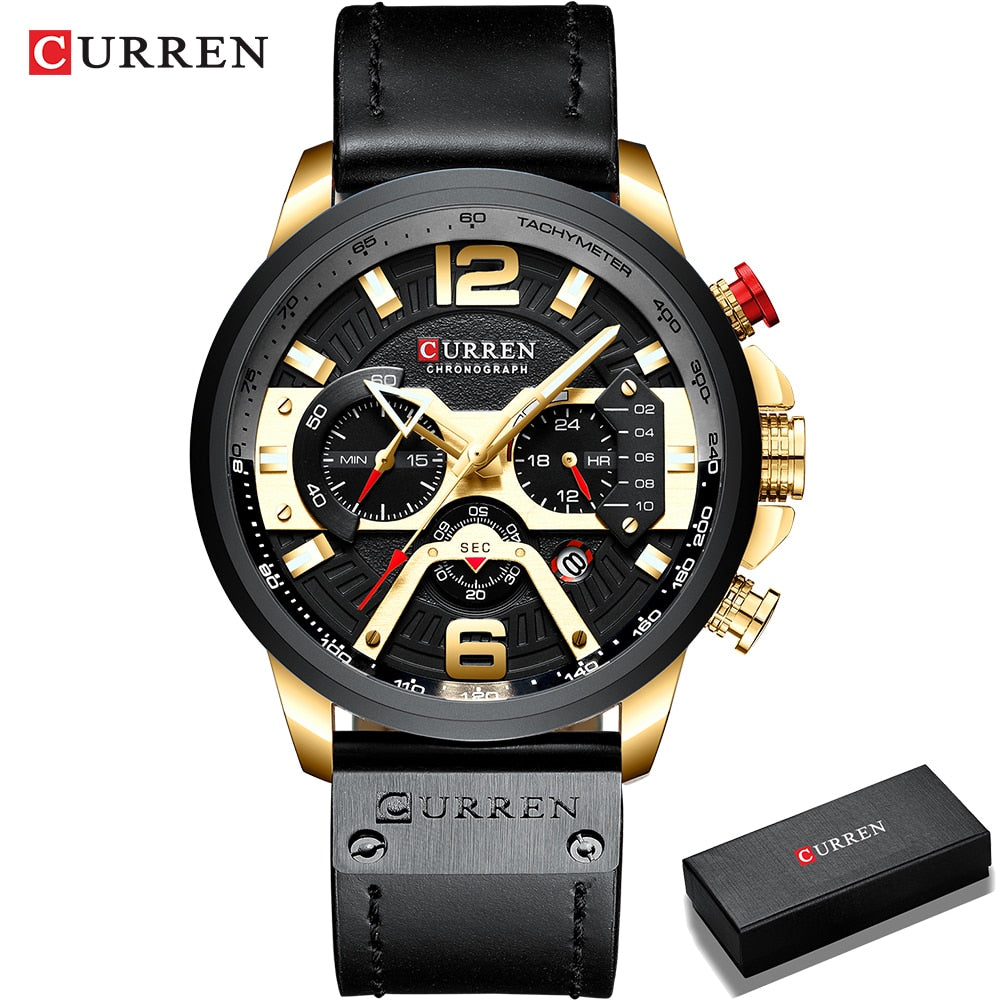 Wristwatch Mens CURREN Top Brand Luxury Sports Watch Men Fashion Leather Chronograph Watches with Date for Men Male Clock