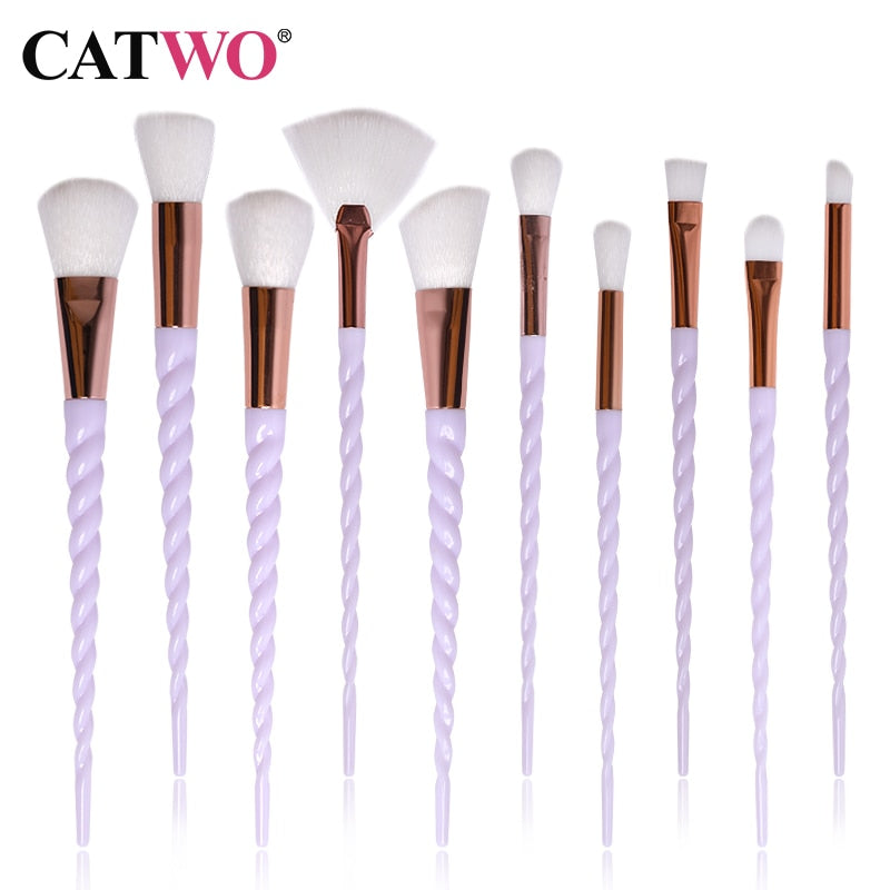 Catwo Makeup Brushes Set Eye Shadow Foundation Powder Eyeliner Eyelash Lip Make Up Brush Cosmetic Beauty Tool Kit Hot 10Pcs