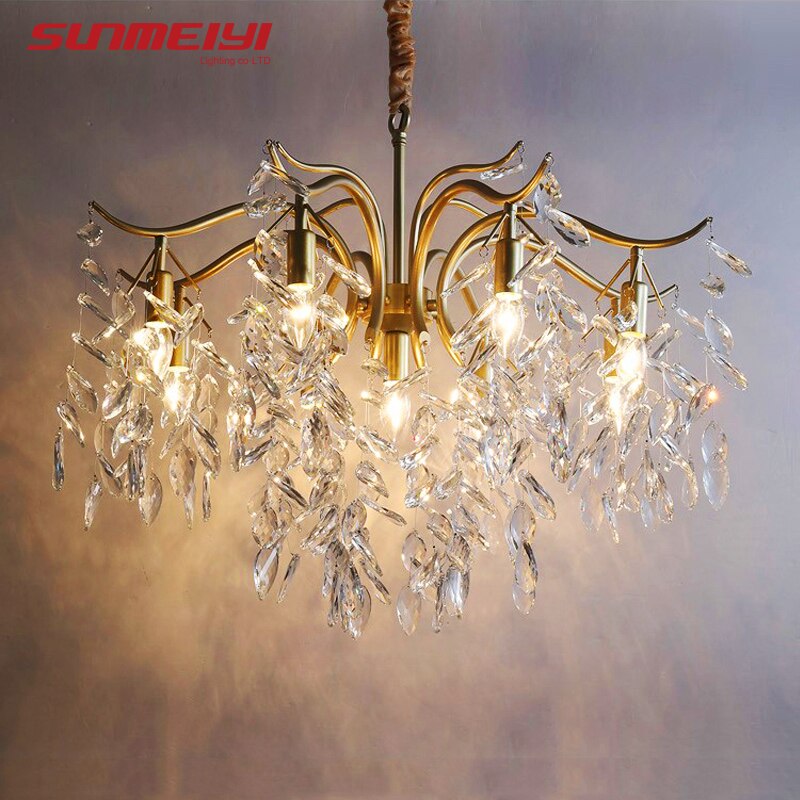 Nordic LED Crystal Chandeliers Gold Black Chandelier Luxury Lighting Kitchen Dining Living room Bedroom Lamp lustre pendente