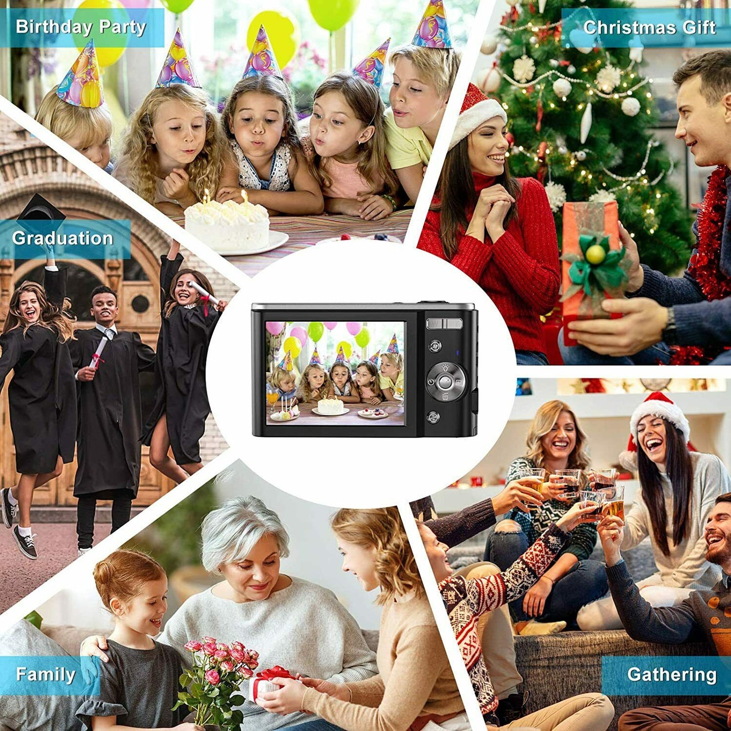 44MP Small Digital Camera 2.7K 2.88inch IPS Screen 16X Zoom Face Detection Vlogging Camera for Photography Beginners Kids