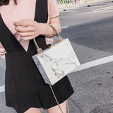 fashion marble box women handbags designer chains shoulder crossbody bags luxury pu leather lady evening clutch bag female purse