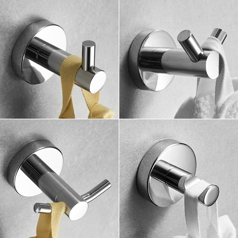 Chrome Polished Stainless Steel Single Robe Hook Wall Mounted Towel Hook Clothes Hook Bathroom Hardware