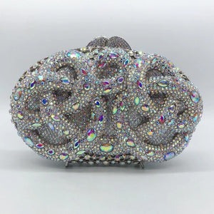 XIYUAN AB Silver Rhinestone Crystal Clutch Luxury Women's Evening Wedding Party Clutches Female Handbags Small Phone Case Bags