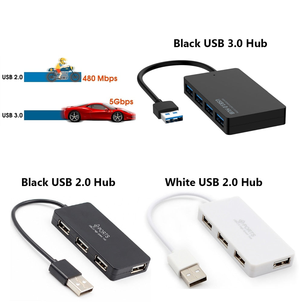 Adapter For Laptop PC High Speed USB 3.0 Hub External 4 Ports Adapter Splitter USB Expander Computer Accessories