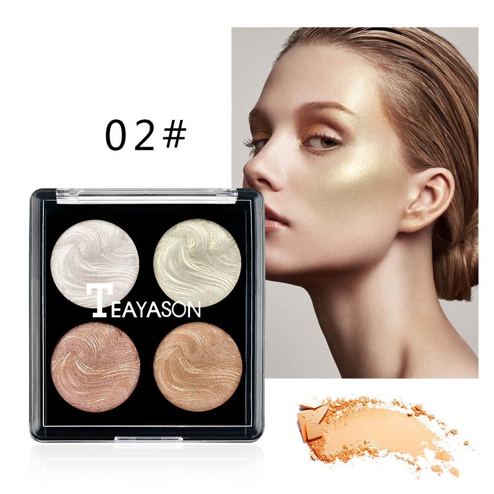 Blue ZOO 4 Colors Highlighter Powder Bronzing Powder Brighten Skin Shimmer Concealer Highlight Powder Palette