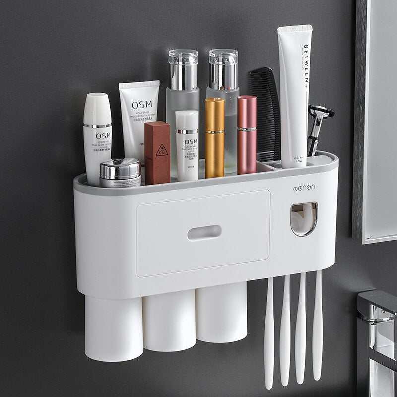 ONEUP Bathroom Accessories Sets New Toothbrush Holder Automatic Toothpaste Squeezer Wall Mount Storage Rack Bathroom Product