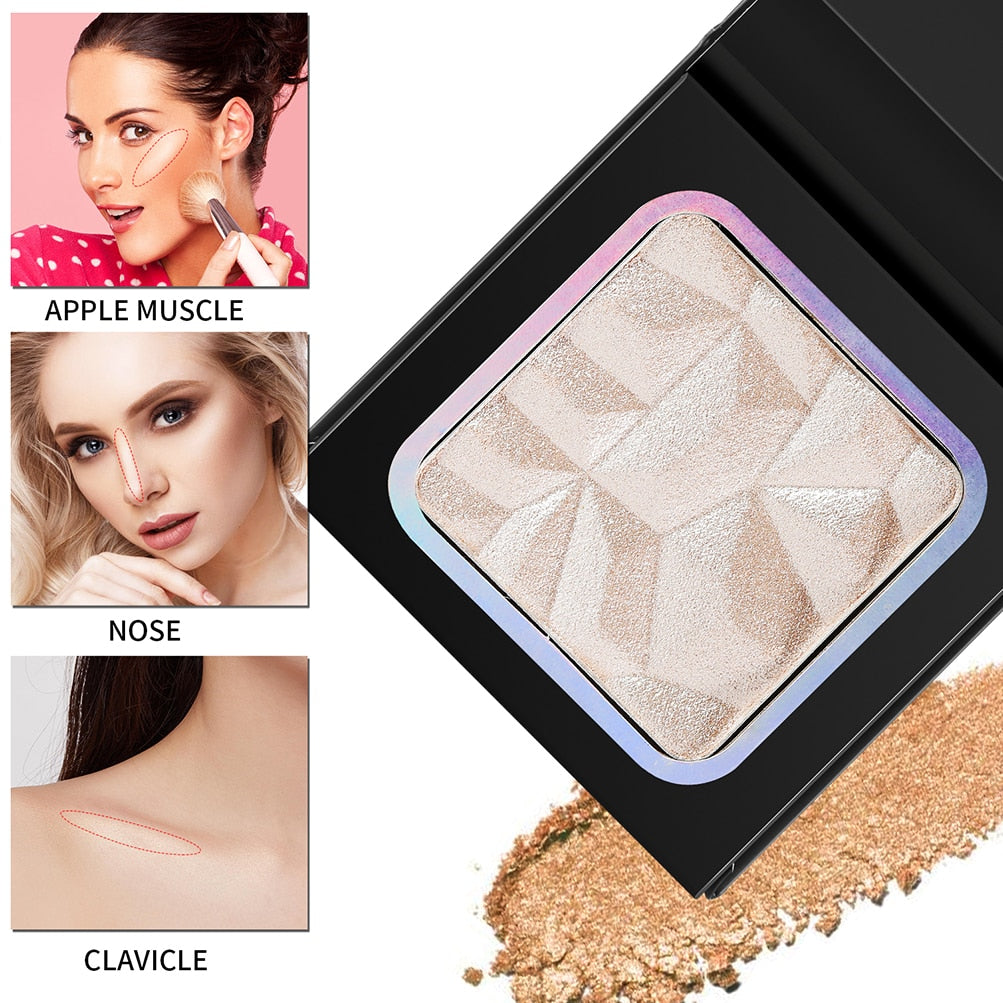 Shiny Diamond Mini Highlighter Powder Face Three-dimensional Brightening Monochrome Bronze Shadow Palette