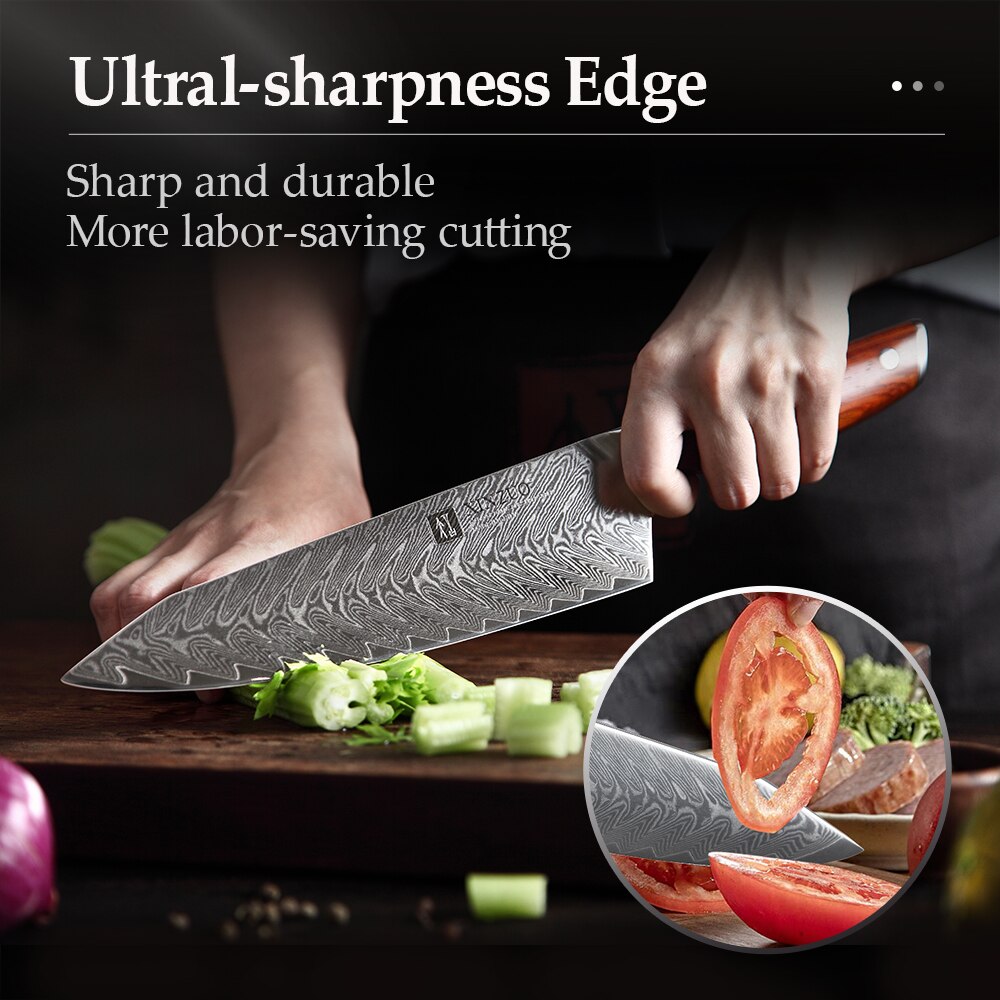 XINZUO 2 PCS Kitchen Knife Brand Cook Sets High hrc Damascus Steel Knife Brand Chef Paring Knives Cooking Tools rosewood Handle