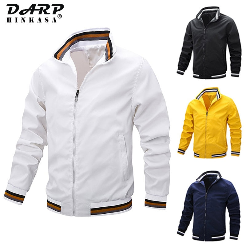 2021 Spring New Men White Casual Jacket Fashion Windbreaker Bomber Jacket Men Military Coat Outdoor Sportswear Jacket Men