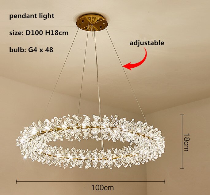 Post Modern Lustre K9 Crystal G4 Led Chandelier Foyer Luxury Plate Gold DIY Circle Chandelier Lighting Led Droplight Lamparas