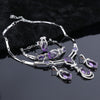 Women Gold Color Purple Zircon Crystal African Beads Necklace Bracelet Earring Ring Saudi Jewelry Set Party Bridal Decoration