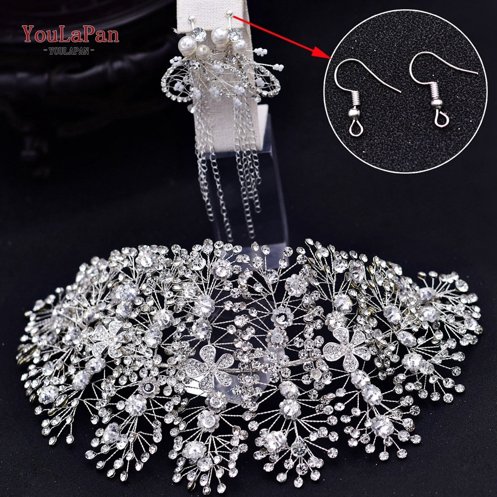 TOPQUEEN HP240 Golden Wedding Hair Jewelry Luxury Crystal Hair Ornaments Rhinestone Wedding Crown Woman Tiara Pageant Crown