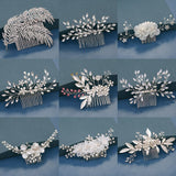 Bride Hair Combs Hair Accessories Wedding  parties Bridal Headpiece Silver Color Handmade Crystal Pearl Wedding Ornaments Hair Jewelry