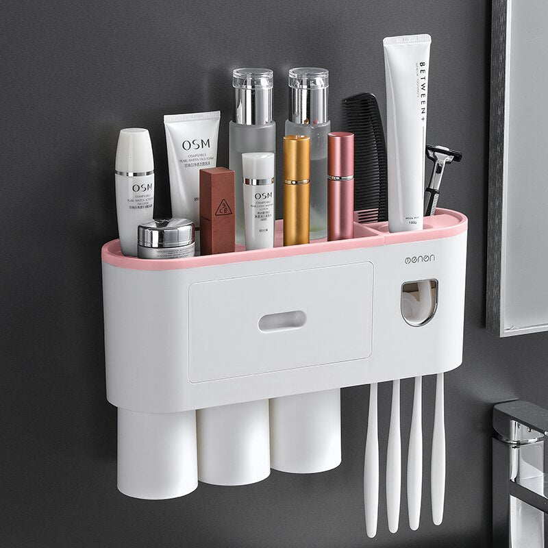 ONEUP Bathroom Accessories Sets New Toothbrush Holder Automatic Toothpaste Squeezer Wall Mount Storage Rack Bathroom Product