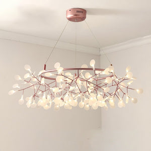 Artpad Nordic Firefly Hanging Lamp Living Room Round Chandelier Modern Rose Gold/Black Kitchen Branch Chandelier Lighting