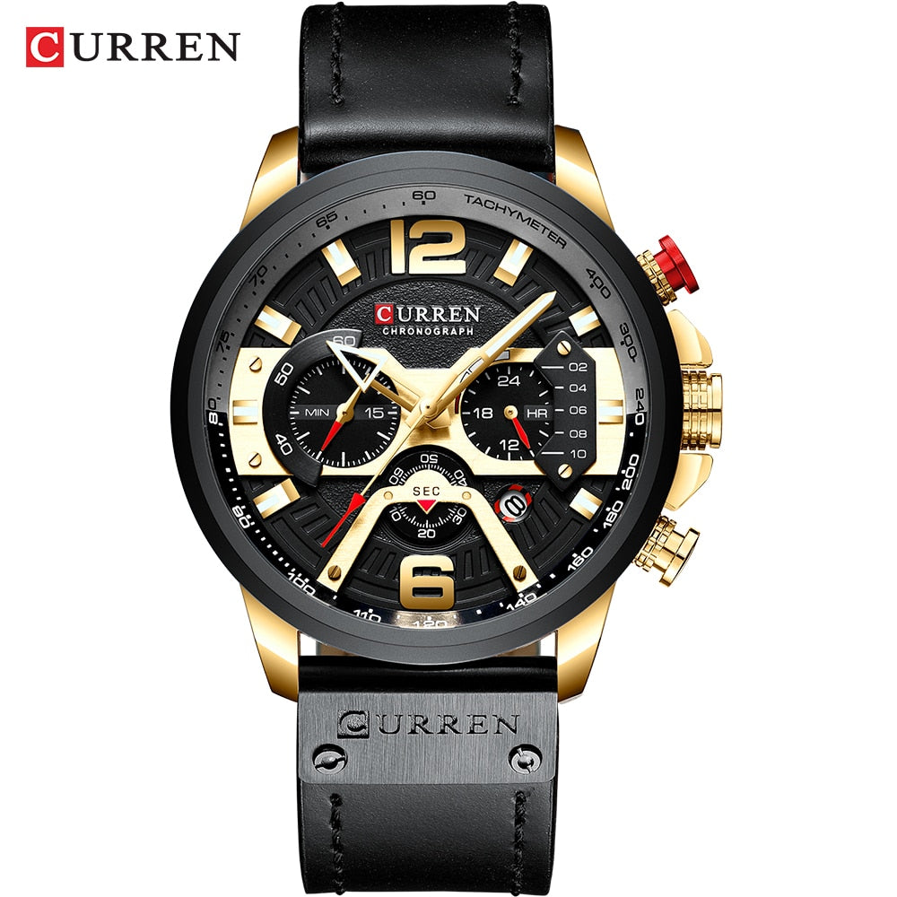 Wristwatch Mens CURREN Top Brand Luxury Sports Watch Men Fashion Leather Chronograph Watches with Date for Men Male Clock