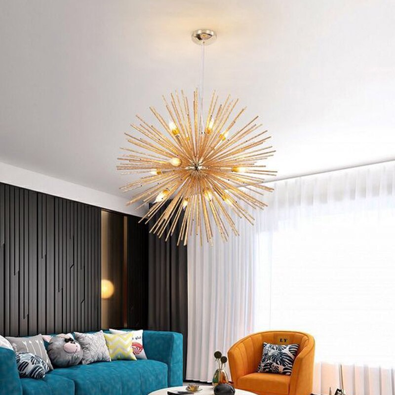 Nordic LED Dandelion Chandeliers Lighting Aluminum Spark Ball Bar iron Pendant Lamp for Living Room Restaurant Home Decor 2021