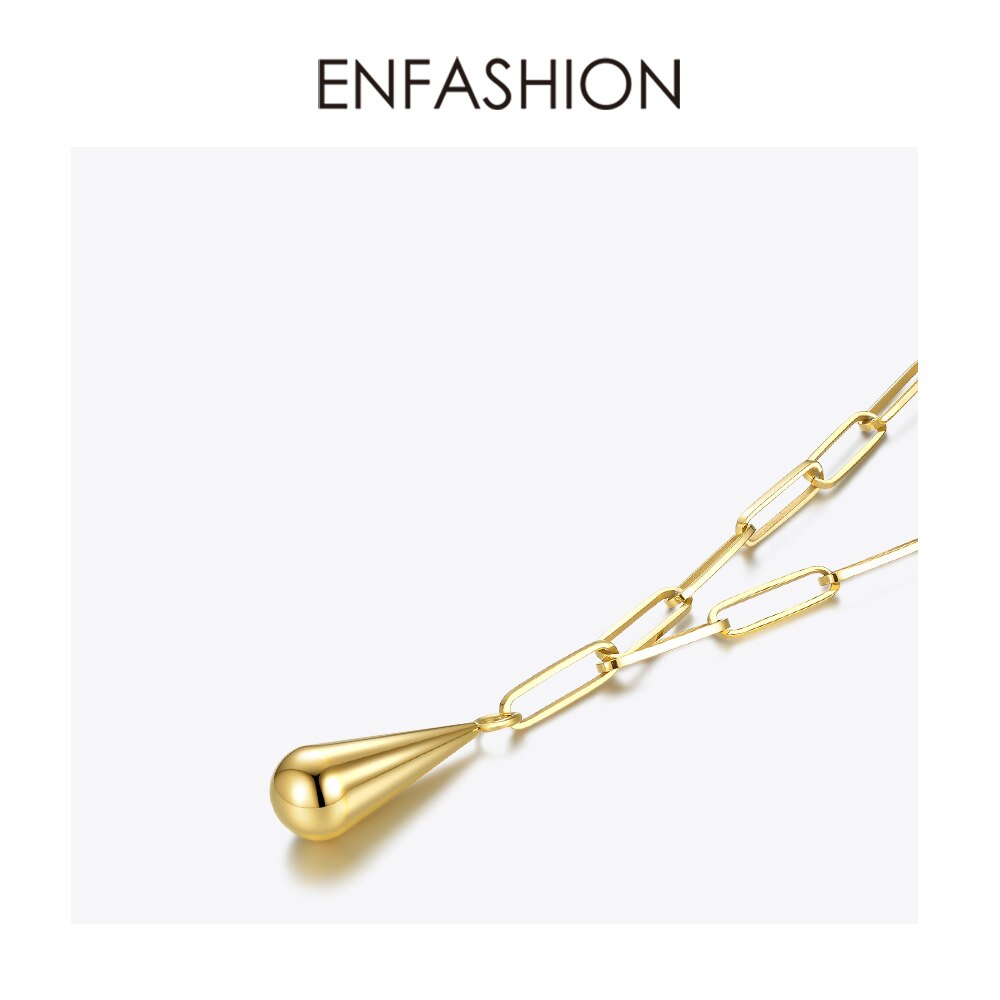 ENFASHION Water Droplet Pendant Necklace Women Stainless Steel Gold Color Chain Choker Necklace Fashion Jewelry 2020 P203086