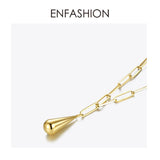 ENFASHION Water Droplet Pendant Necklace Women Stainless Steel Gold Color Chain Choker Necklace Fashion Jewelry 2020 P203086