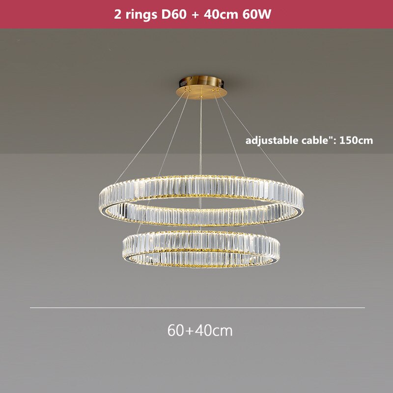 Modern Chrome Gold Steel Led Chandelier Villa Stairs Dimmable Circle Chandelier Lighting Foyer Hanging Chandelier Lamp Fixtures