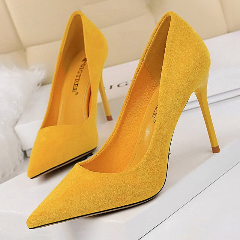 BIGTREE Shoes 2021 New Women Pumps Suede High Heels Shoes Fashion Office Shoes Stiletto Party Shoes Female Comfort Women Heels