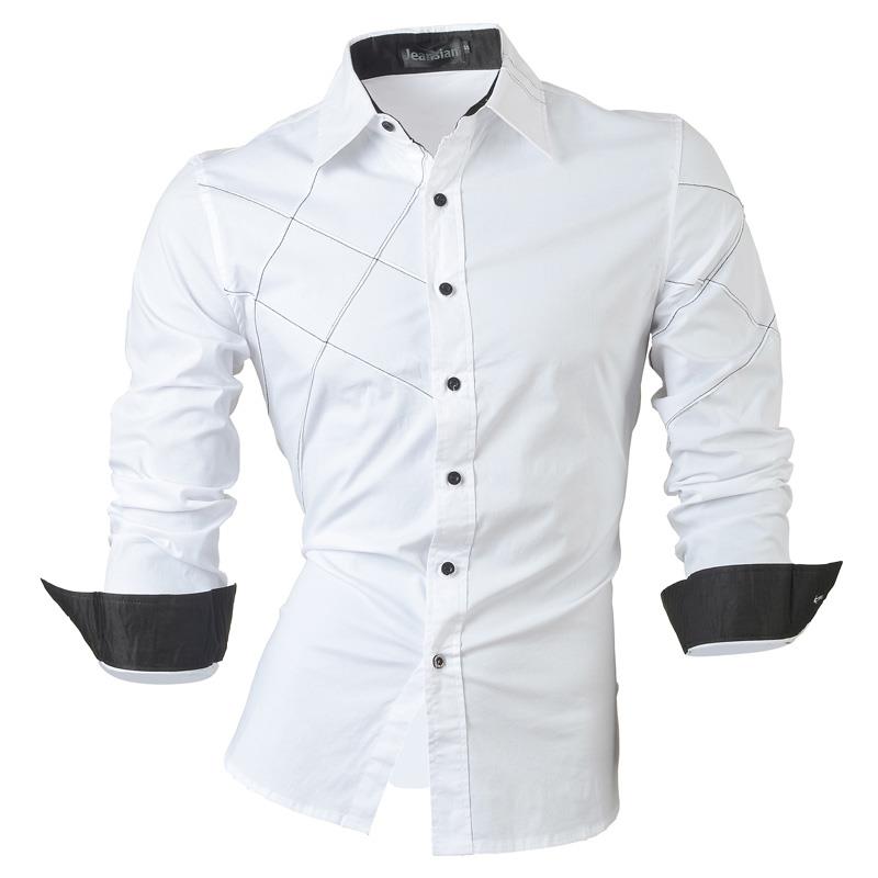 jeansian Spring Autumn Features Shirts Men Casual Long Sleeve Casual Slim Fit Male Shirts Zipper Decoration (No Pockets) Z015