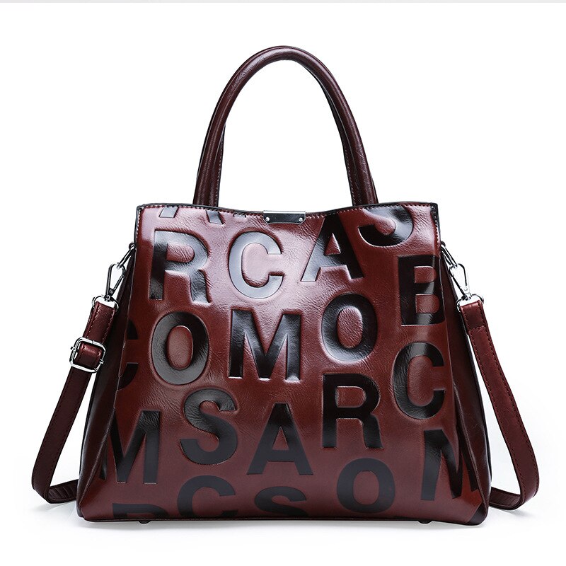 Vintage Luxury Women Brand Handbags Large Capacity Tote Bag Letter Printing High Quality PU Leather Shoulder Crossbody Bag