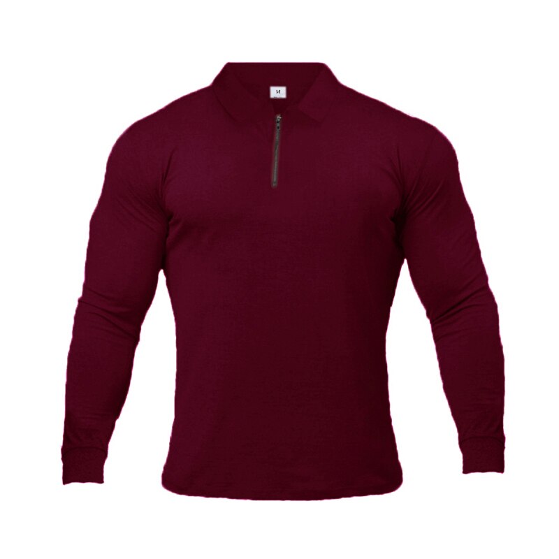 Brand Polo-Shirts Long Sleeve Male Cotton Solid Fitness Mens Slim Fit Fashion Autumn Breathable Polo Shirt plus size