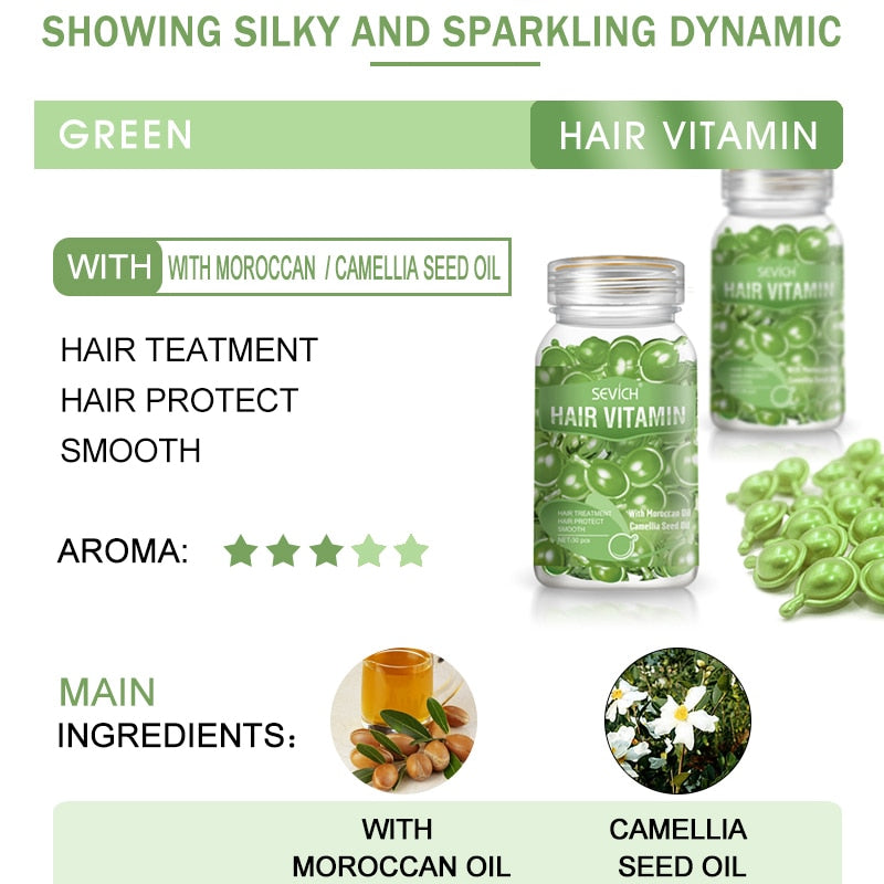 Hair Vitamin Keratin Complex Oil Hair Care Silky Hair Mask Repair Damaged Hair Capsule Serum Repair Hair Moroccan Treatment Oil