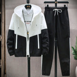 Men Tracksuit Casual Hoodies Sets 2021 Spring New Male Jackets+Pants Two Piece Sets Hip Hop Streetwear Sports Suit Patchwork