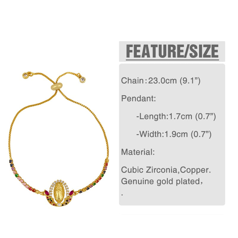 FLOLA  parvati Bracelets For Women Crystal Bracelets Pendant Gold de guadalupe brtc09