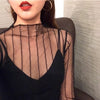 Fashion Black Sexy Women Long Sleeve See Through Mesh Sheer Party Clubwear Night Shirt Tops 2019 shirts t shirt Lace