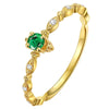 925 Sterling Silver Fashion Tail Ring Women Plating 14k Gold Simple Design Inlaid Emeralds Wedding Jewelry Accessories