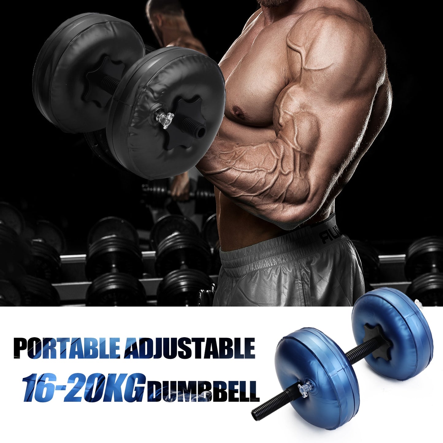 Water-filled Dumbbell Heavey Weights Adjustable Dumbbell Set Workout Exercise Fitness Equipment for Gym Home Bodybuilding