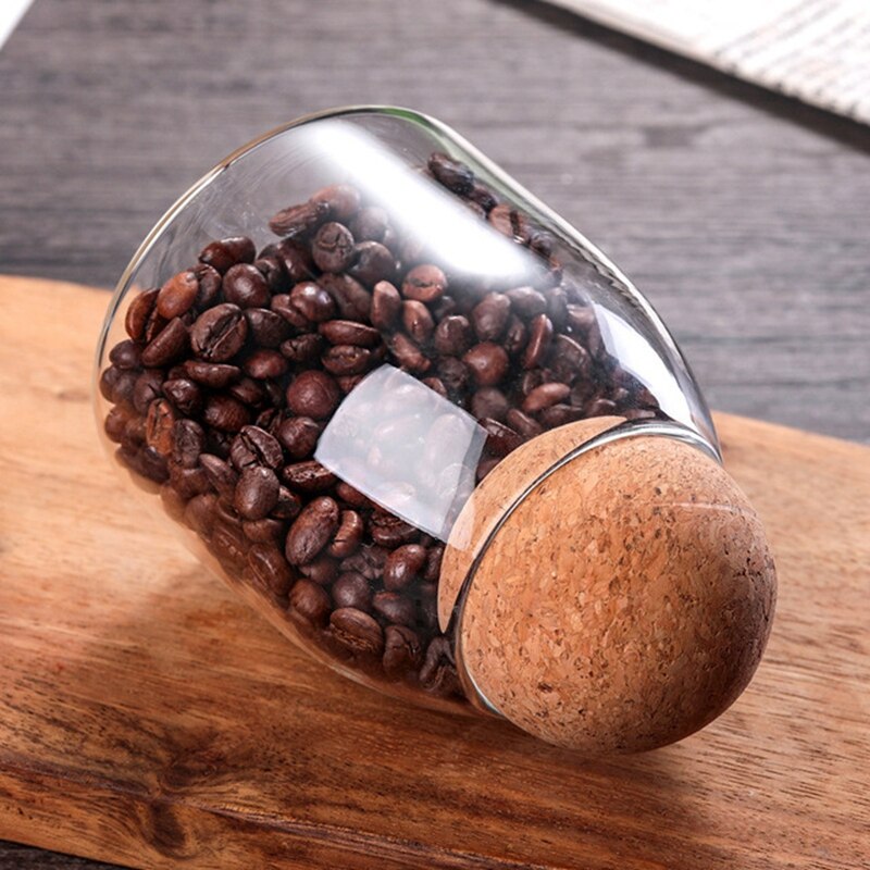 Glass Sealed Can Storage Jar Box Bottle Container Round Cork For Coffee Beans Kitchen