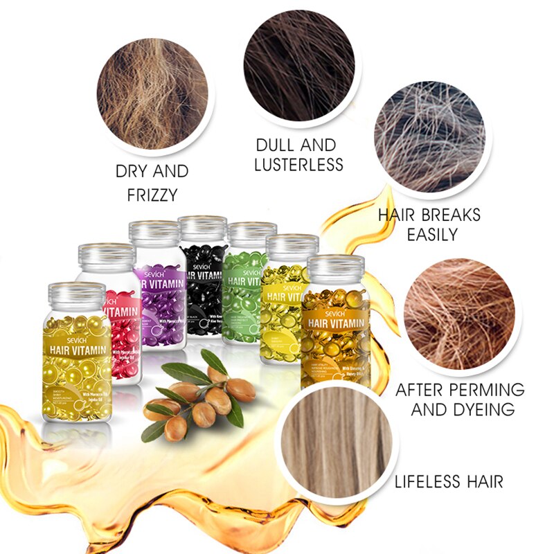 Hair Vitamin Keratin Complex Oil Hair Care Silky Hair Mask Repair Damaged Hair Capsule Serum Repair Hair Moroccan Treatment Oil