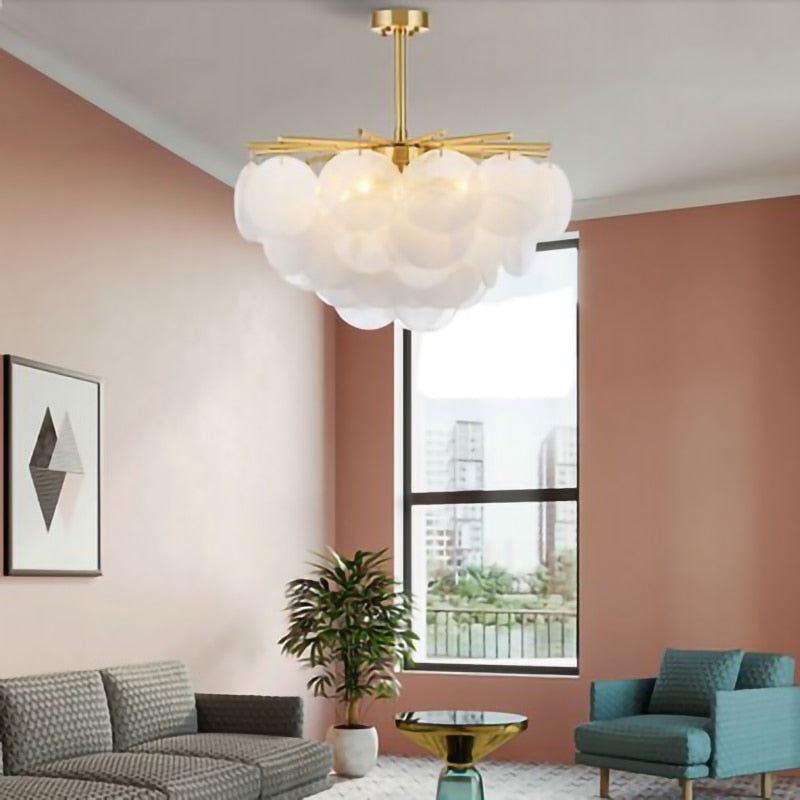 Modern Glass Chandelier Luxury Lighting Fixtures Frosted Bubbles Glass Tree Branch Chandelier Living Room Restaurant Decoration