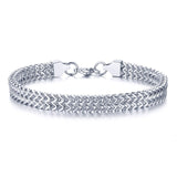 Vnox Mens Stainless Steel 6.7 MM Two-Strand Wheat Cuban Curb Chain Bracelets Cool Biker Wristband Male Jewelry