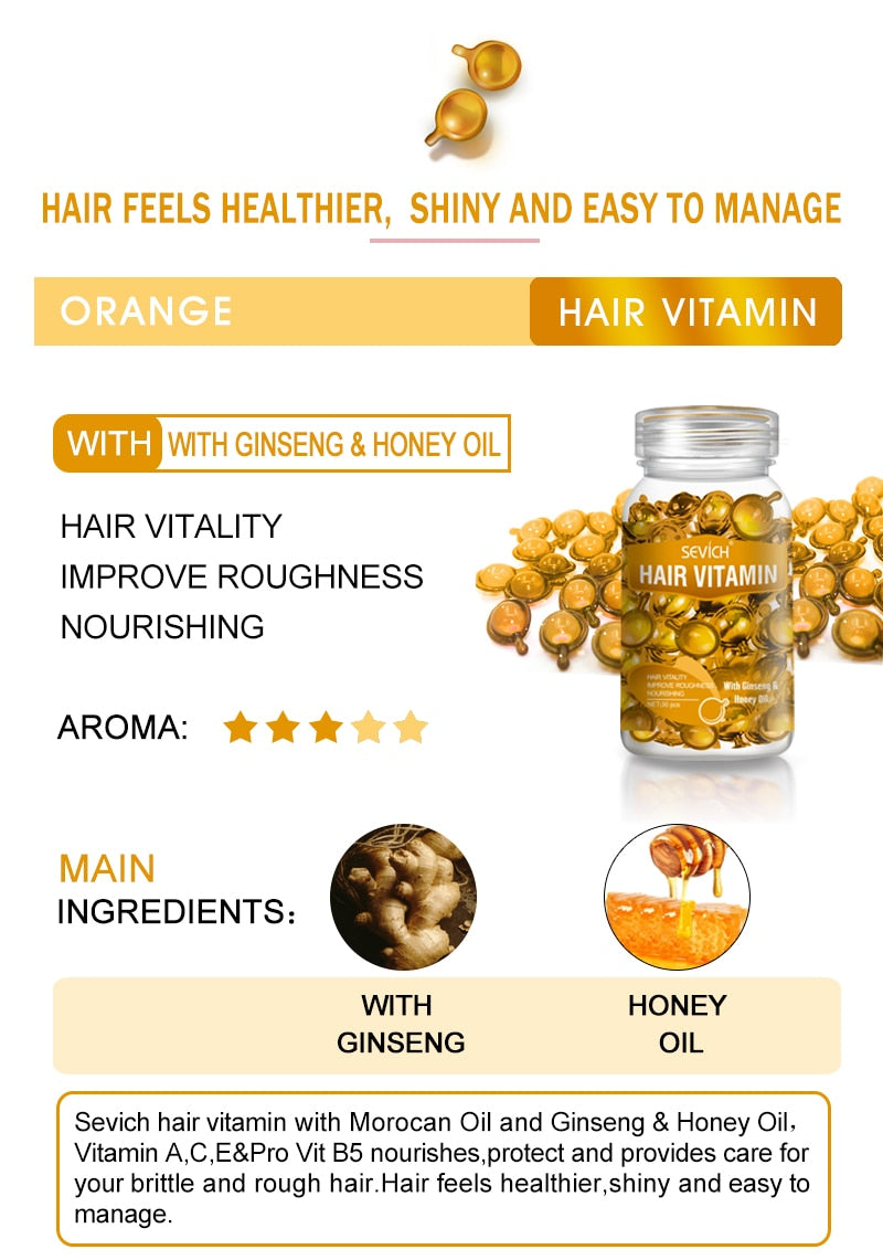 Hair Vitamin Keratin Complex Oil Hair Care Silky Hair Mask Repair Damaged Hair Capsule Serum Repair Hair Moroccan Treatment Oil