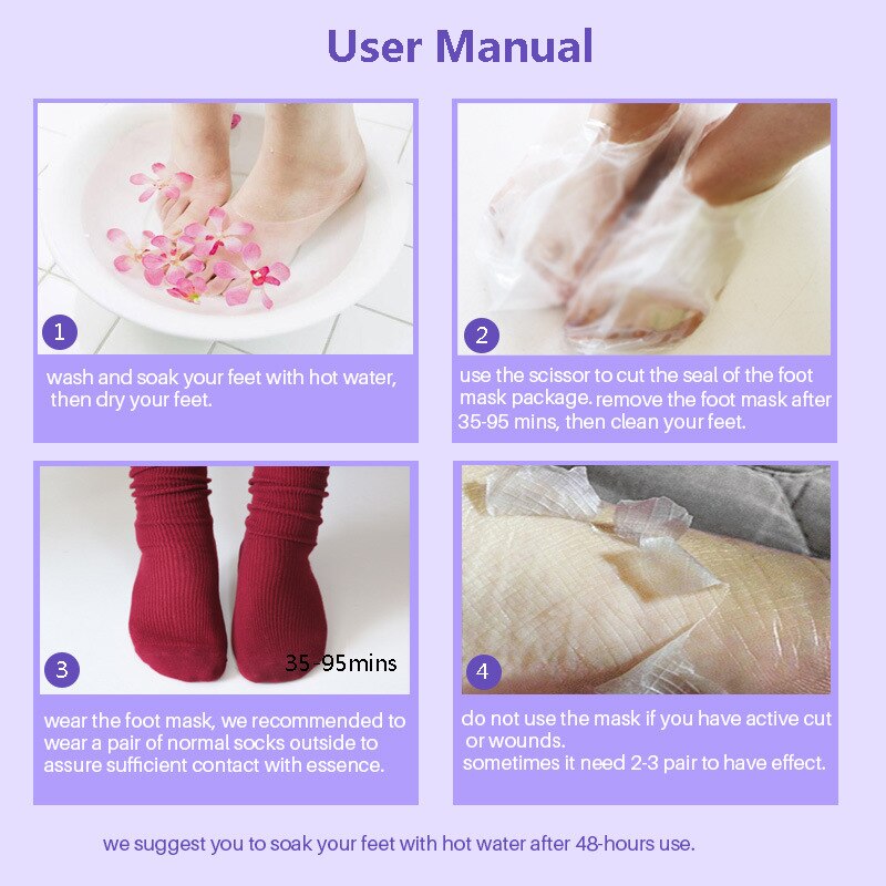 Feet Exfoliating Foot Mask Skin Peeling Dead Skin Foot Mask Socks for Pedicure socks Foot for Heels Mask for foot spa