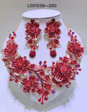 Elegant Flowers Bridal Jewelry Sets Wedding Costume Necklace & Earrings Sets Shining Crystal Gold Color Jewellery For Brides