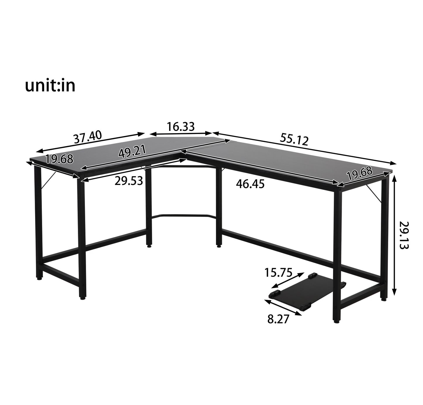 L-Shaped Desktop Computer Desk Study Table Office Table Easy to Assemble Can Be Used in home and office Black