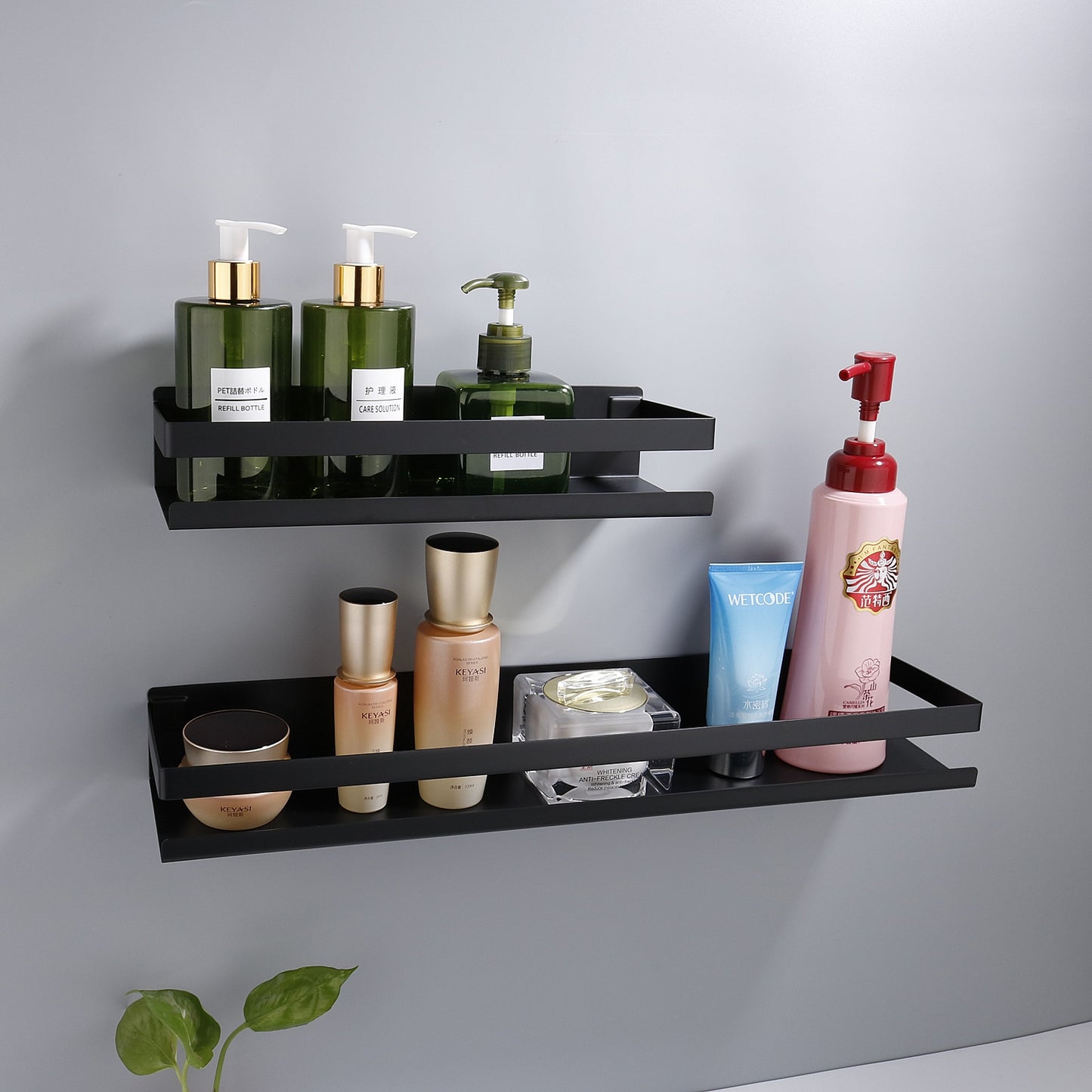 Bathroom Hradware Accessories 20-50cm Modern Matte Black Bathroom Corner Shelves Kitchen Wall Shelf Shower Shampoo Storage Rack