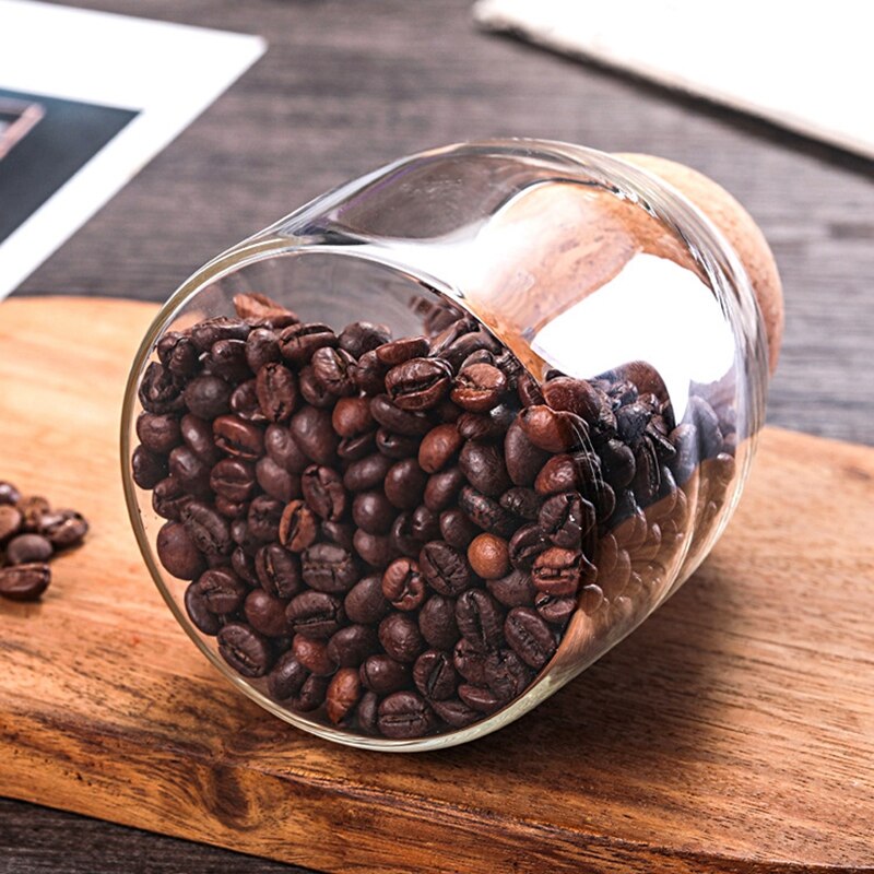 Glass Sealed Can Storage Jar Box Bottle Container Round Cork For Coffee Beans Kitchen