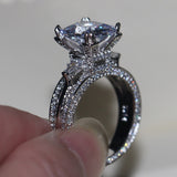Luxury Ring Fashion Geometric Rhinestones Zircon Ring For Women Jewelry Accessories Bride Wedding Engagement Shiny Square Ring